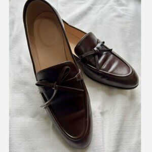 J Crew Academy bow loafer dark brown flats shoes Size 8 preppy